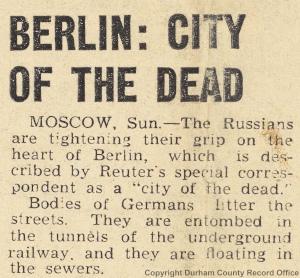 Berlin: City of the Dead, extract from SEAC Services Newspaper, 30 April 1945 (D/DLI 7/60/26)