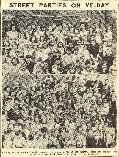 Street party photographs, Durham Chronicle & Seaham Weekly News, 18 May 1945 (D/WP 2/115) Street party photographs, Durham Chronicle & Seaham Weekly News, 18 May 1945 (D/WP 2/115)