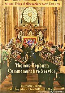 Order of service for Thomas Hepburn commemorative service, Heworth Church, 8 October 2011 (D/X 1697/11) - © Durham County Record Office Order of service for Thomas Hepburn commemorative service, Heworth Church, 8 October 2011 (D/X 1697/11) - © Durham County Record Office