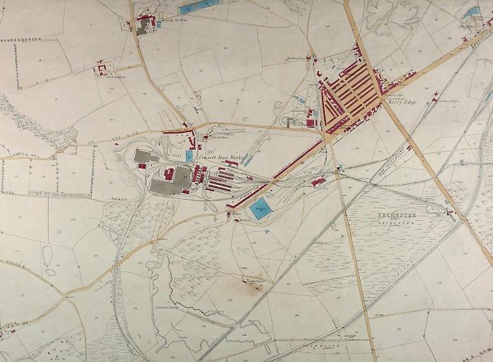 Ordnance Survey plan of Consett, mid-1850s (DT(11.14)A) - Copyright © Durham County Record Office Ordnance Survey plan of Consett, mid-1850s (DT(11.14)A) - Copyright © Durham County Record Office