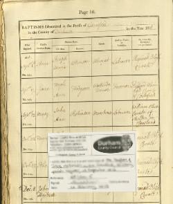 Gainford baptisms 1816 certified copy Gainford baptisms 1816 certified copy