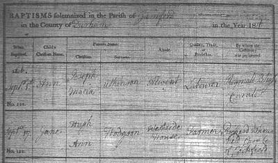 Gainford baptisms 1816 microfilm print Gainford baptisms 1816 microfilm print