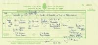 Marriage Certificate, Register Office, Newcastle-upon-Tyne Marriage Certificate, Register Office, Newcastle-upon-Tyne