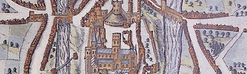 Durham City from John Speed's map, 1610