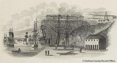 Detail of staithes, from the Perspective View [by Thomas Robson], c.1822 (NCB 1/X 37) - © Durham County Record Office