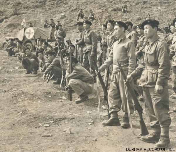 KATCOM soldiers, 1st Battalion DLI rifle shooting competition, Camp Casey, Korea, 27-28 March 1953. Image © Durham Record Office (D/DLI 2/1/20(328))