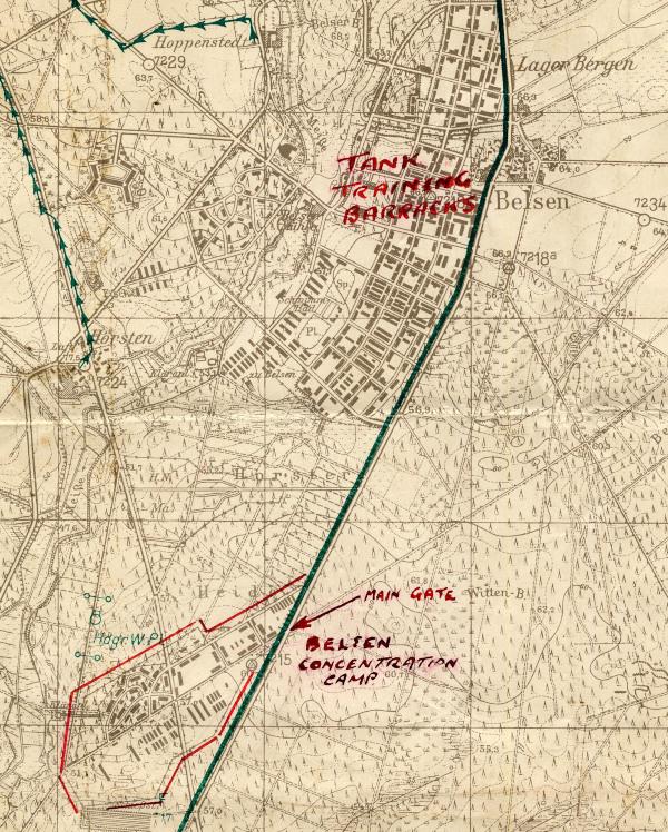 Map of the Belsen area, Germany, 1941. Image © Durham Record Office (D/DLI 7/404/52)